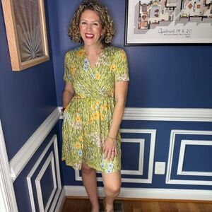 LuLaRoe Chantale Cross Front Dress Medium NWT Green Floral